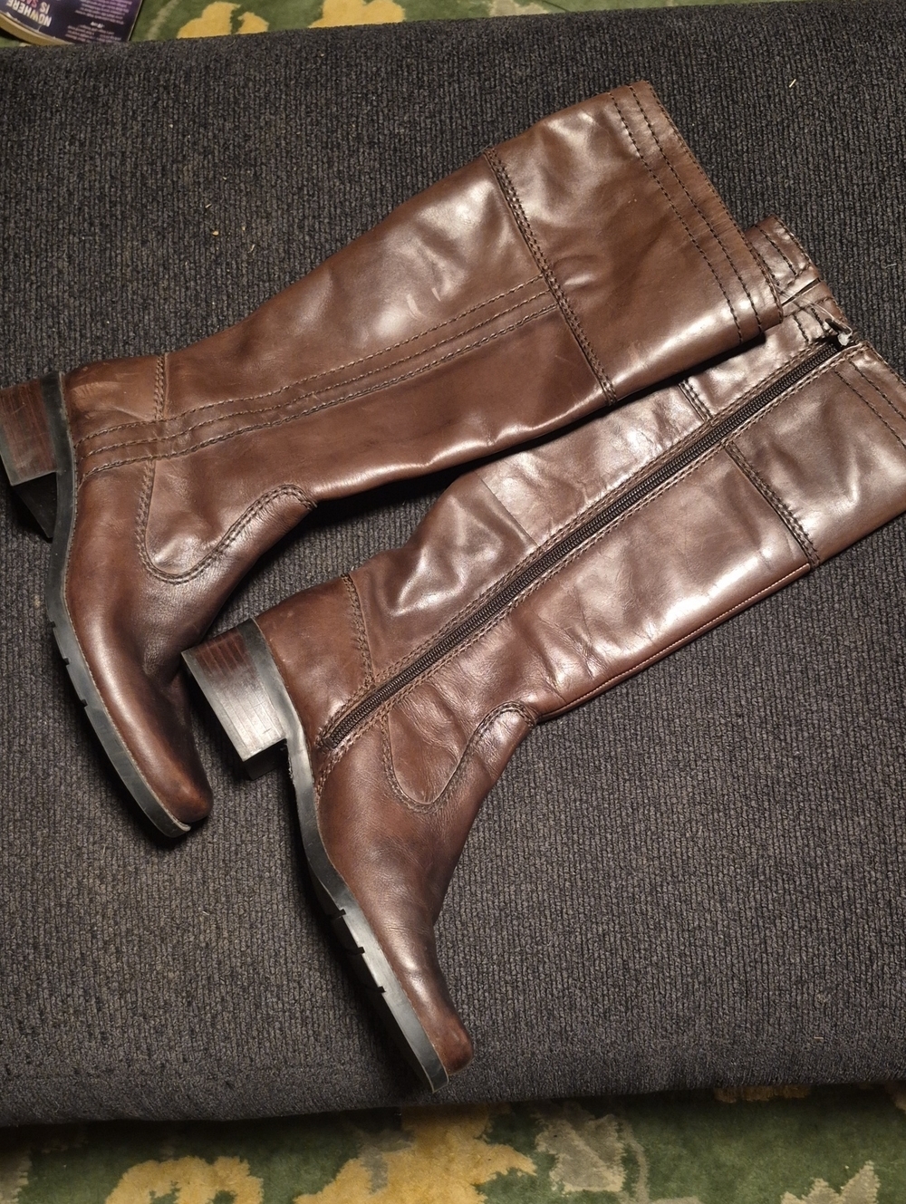 Bandolino Brown Leather Ankle Boots with Gold Logo